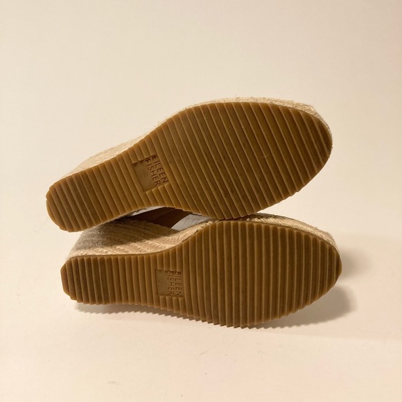 Eileen Fisher Cream Leather Ankle Fabric Strap Espadrille Wedges size 6 - Picture 9 of 16